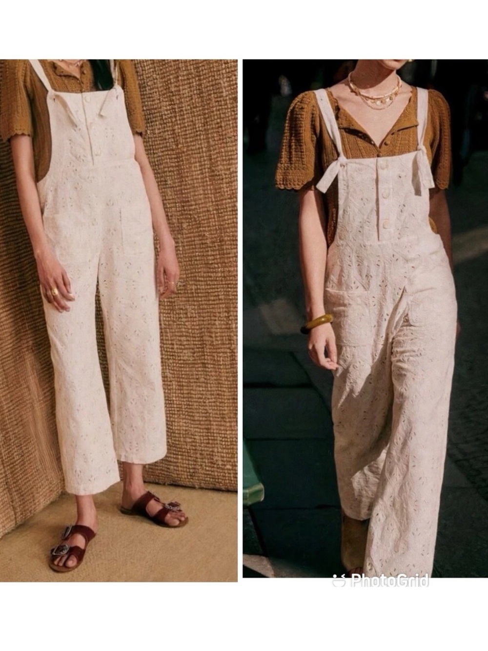Sézane Brian Jumpsuit Embroidery Beige Women’s Sleeveless Sz 36 NWT